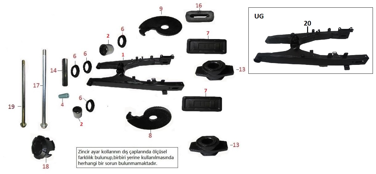 BAJAJ PULSAR NS200 UG ZİNCİR AYAR KOLU SAĞ - 2