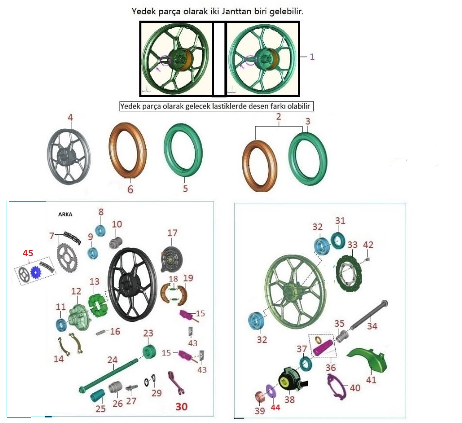 BAJAJ DISCOVER 125ST ZİNCİR DİŞLİ ARKA (SET) 120 BAK.43T,15T - 2