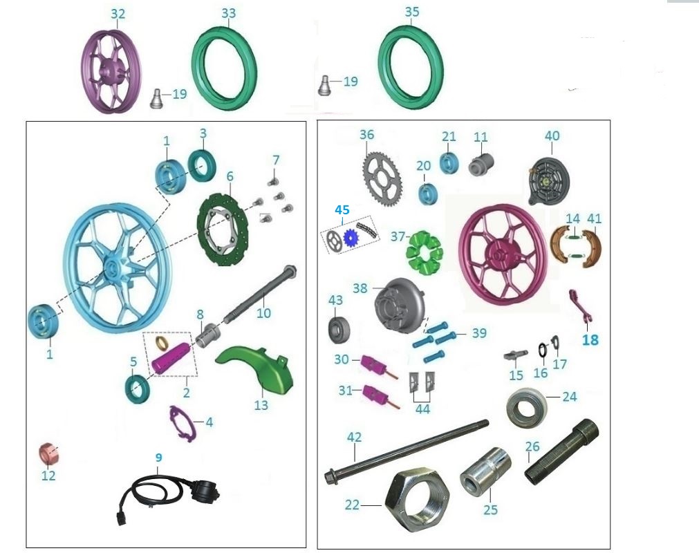 BAJAJ DISCOVER 150F ZİNCİR DİŞLİ ARKA (SET) 120 BAK.43T,15T - 2