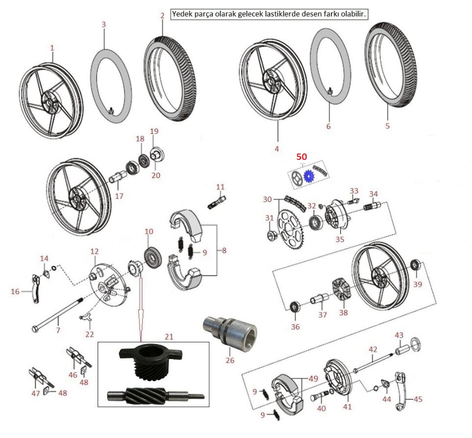 BAJAJ BOXER ZİNCİR DİŞLİ ARKA (SET) - 2