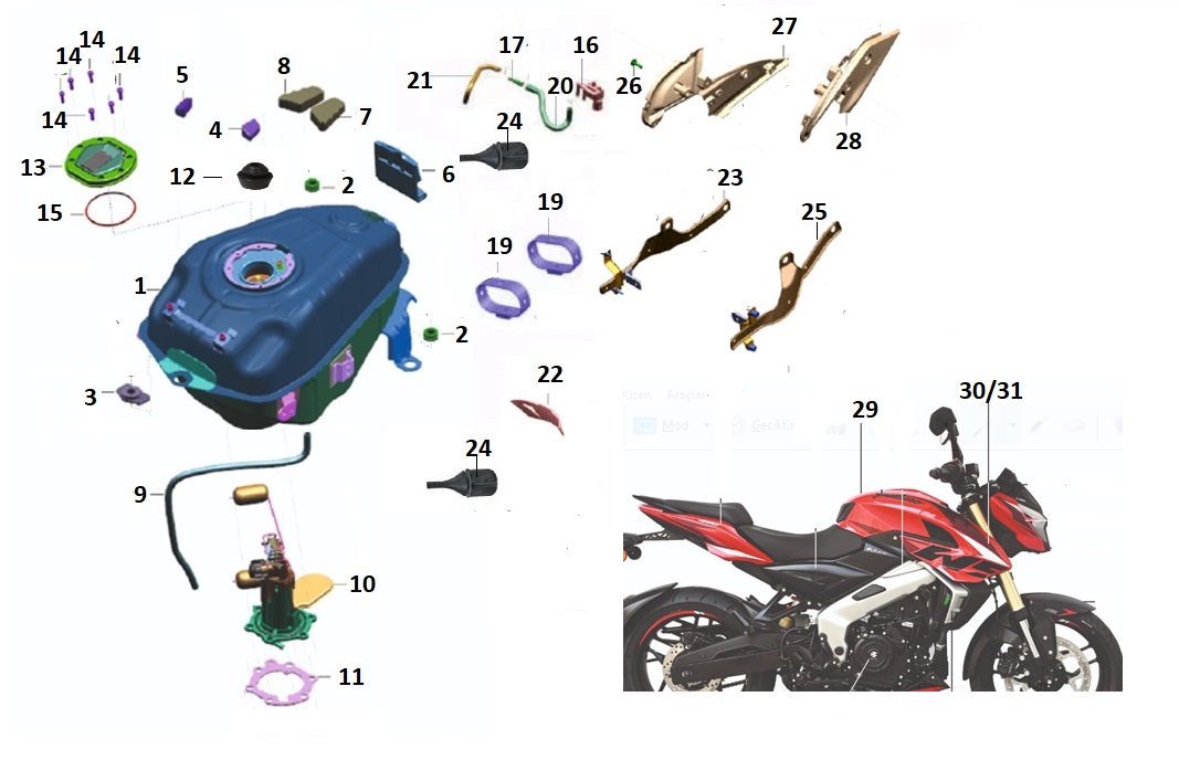 BAJAJ PULSAR NS 400 YAKIT DEPO MUHAFAZA PLASTİĞİ SOL