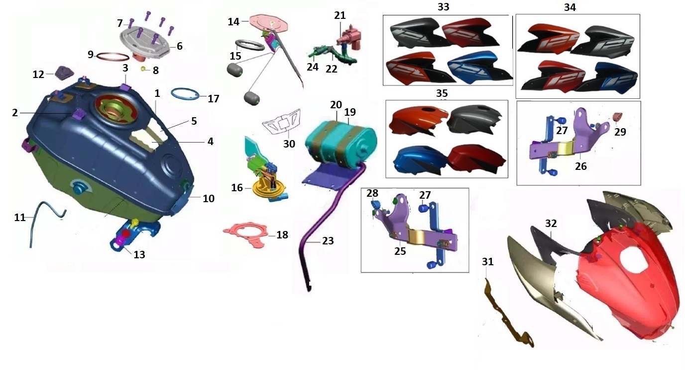 BAJAJ PULSAR NS 125 CBS YAKIT DEPO DEKORATİF KAPAK BAĞLANTI SACI SOL - 2