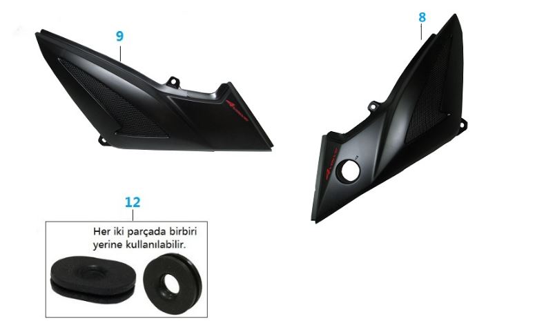 BAJAJ PULSAR AS150 YAN PANEL LASTİĞİ  (OVAL) - 2