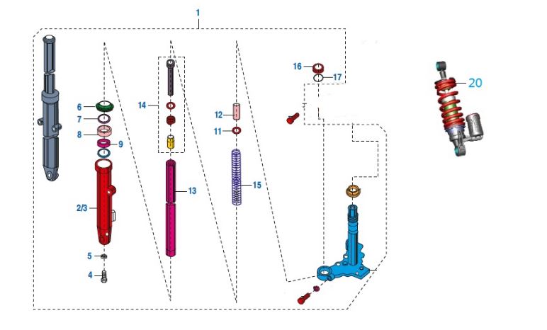 BAJAJ PULSAR NS150 AMORTİSÖR BURCU ÖN İÇ - 2