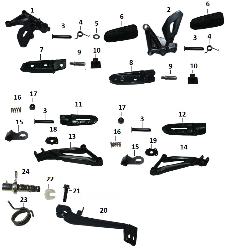 BAJAJ PULSAR NS 400 BASAMAK DEMİRİ ARKA SOL SİYAH EURO 4 - 2