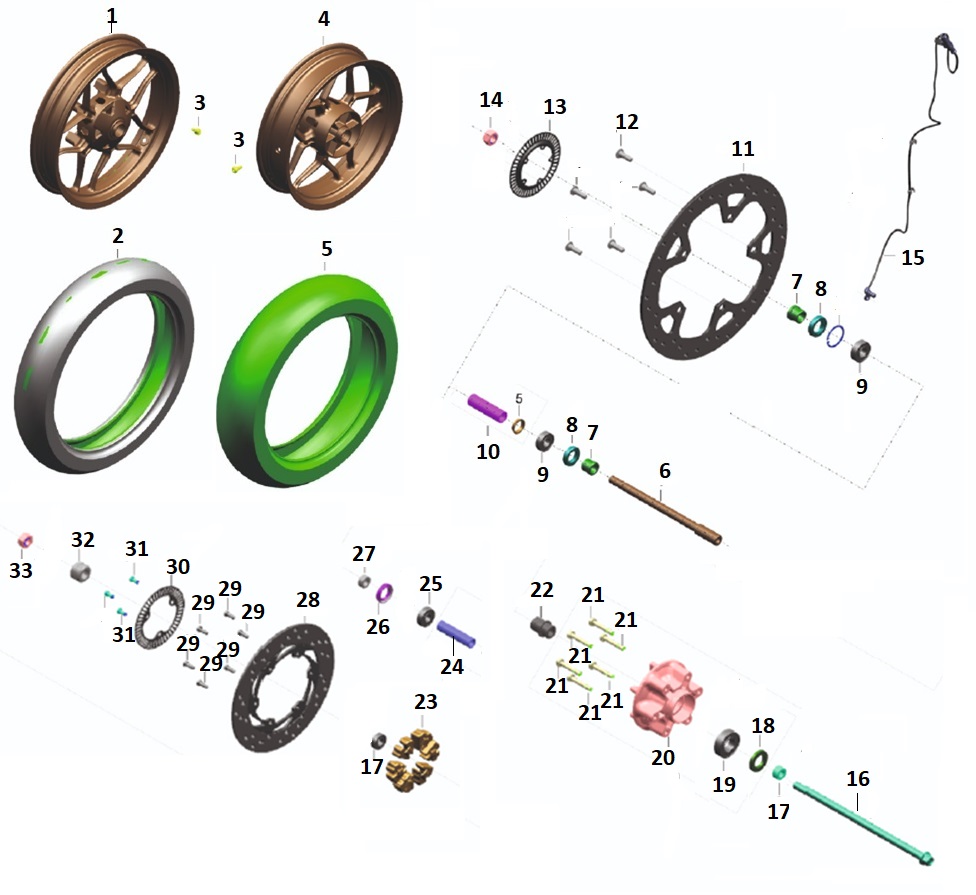 BAJAJ PULSAR NS 400 ZİNCİR DİŞLİ GÖBEK CİVATASI ARKA - 2