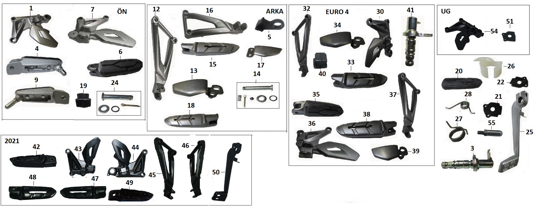 BAJAJ PULSAR NS200 UG BASAMAK DEMİRİ ARKA SOL SİYAH EURO 4 - 2