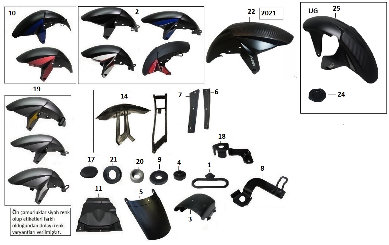 BAJAJ PULSAR NS200 UG ÇAMURLUK KOMPLE ARKA  SET - 2
