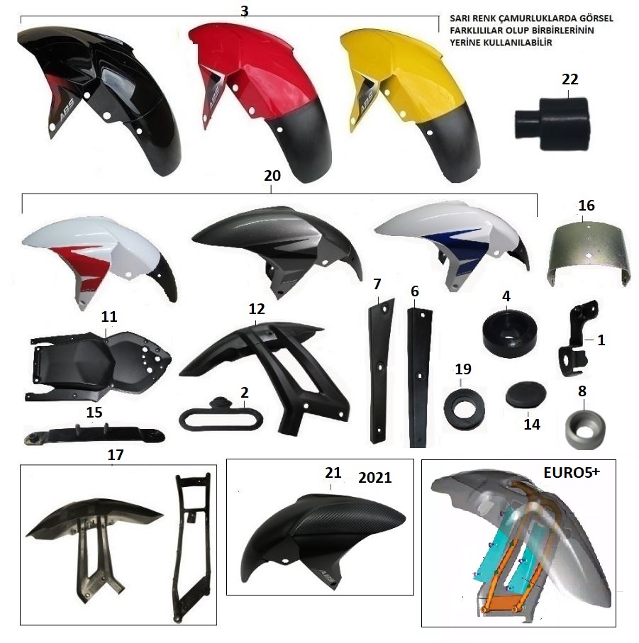 BAJAJ PULSAR RS200 ÇAMURLUK KOMPLE ARKA  SET - 2