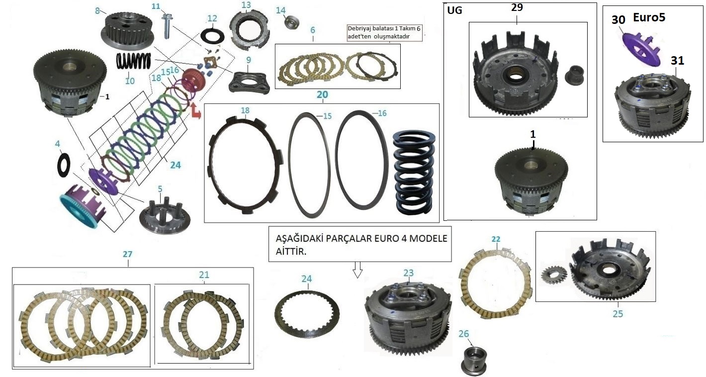 BAJAJ PULSAR NS200 UG DEBRİYAJ BALATASI SETİ 2 Lİ  EURO 4 - 2