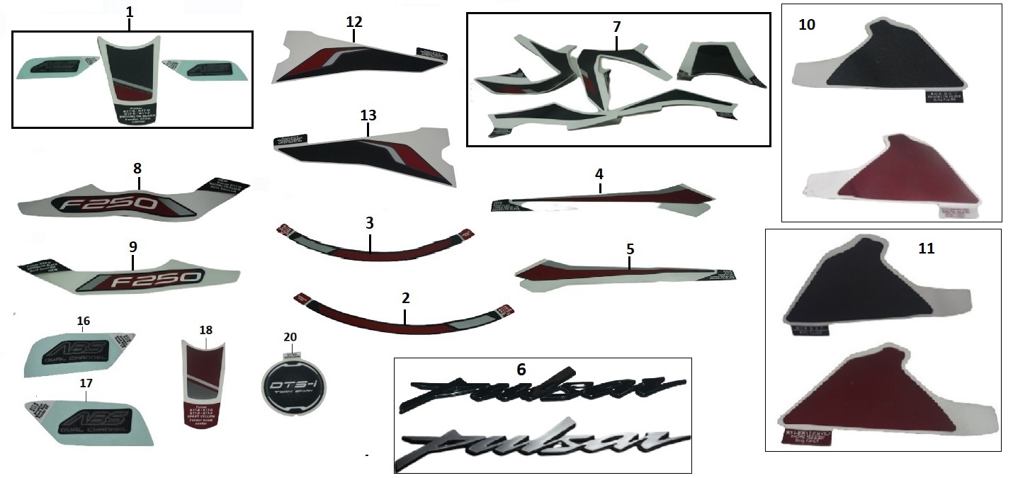 BAJAJ PULSAR F 250 FAR MUHAFAZA DEKORATİF KAPAK ETİKETİ SAĞ