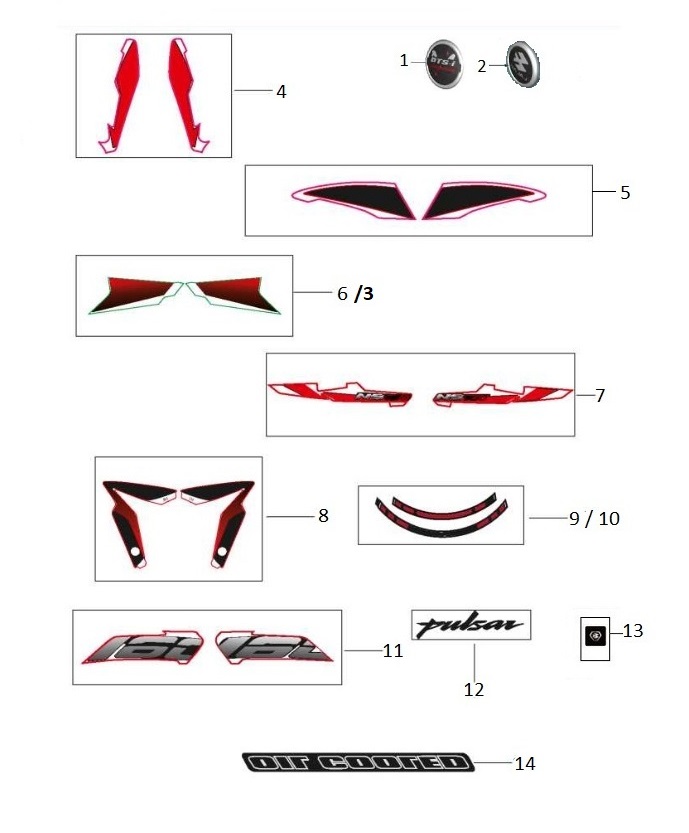 BAJAJ PULSAR N 250 ÇAMURLUK  ETİKETİ SOL